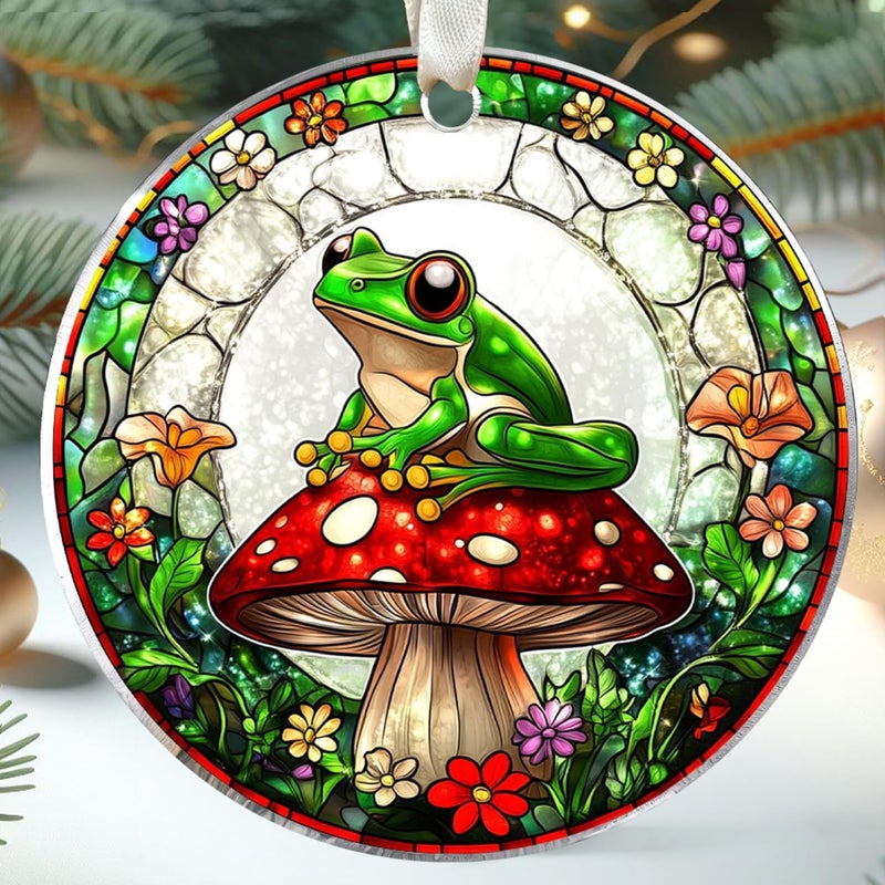 TEEBIM Frog Ornament - Frog Gifts for Lovers, Girls, Women, Men - Cute Animals Ornaments for Christmas Tree, Frogs Ornaments for Tree - Acrylic Christmas Xmas Hanging Ornament 2025 - Image 1
